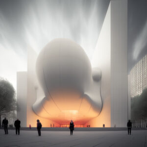 AI Arch Design Whispering Curves; Wonder museum