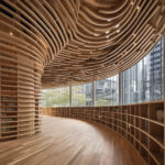 AI Arch Design Timber Library in Tokyo