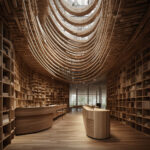 AI Arch Design Timber Library in Tokyo