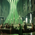 AI Arch Design Green Futuristic temple