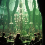 AI Arch Design Green Futuristic temple