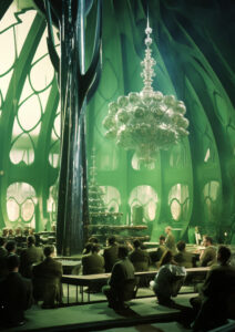 AI Arch Design Green Futuristic temple