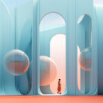 AI Arch Design Blue Blobs